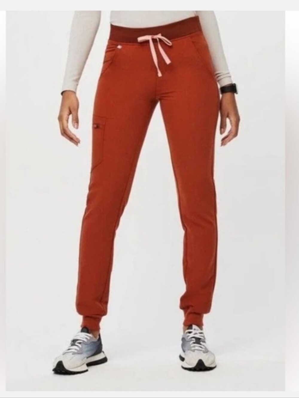 Figs Zamora Women's Jogger Scrub Pants Auburn Orange Small
